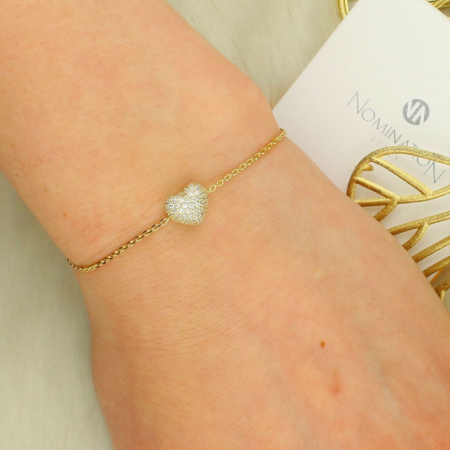 Bransoletka Nomination z pozłacanym sercem z bambusa Collection Life Poetryd.jpg